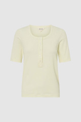 Front product shot of the  Margot Rib Henley in Lemon and 92% Cotton / 8% Spandex for Men