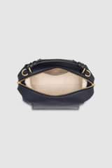 Internal product shot of the Oroton Mica Small Bowler in North Sea and Pebble leather for Women
