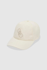 Front product shot of the Oroton Oro Logo Cap in Antique White and High-quality 100% cotton   for Women