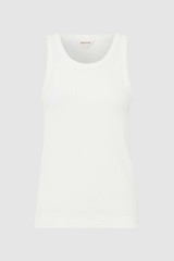Front product shot of the Oroton Lottie Rib Tank in Antique White and 92% Cotton / 8% Spandex for Women