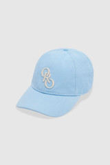 Front product shot of the Oroton Oro Logo Cap in Denim Blue and High-quality 100% cotton   for Women