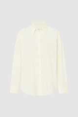 Front product shot of the Oroton Wren Poplin Shirt in Lemon and Made from 100% poplin cotton  for Women