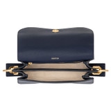 Internal product shot of the Oroton Liv Small Day Bag in Fisherman Blue and Pebble leather for Women